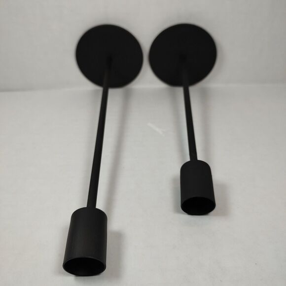Lot of 2 Black Metal Candlesticks Candle Holders Minimalist Modern Taper Stand - Picture 11 of 11
